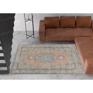 Tapis imprimé : Tapis moderne de style farmhouse vert à fleurs, antidérapant, avec poils doux - Product Image 4