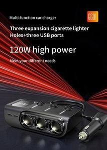 ที่ชาร์จในรถยนต์ 3 พอร์ต USB พร้อมช่องจุดบุหรี่ ฮับจ่ายไฟ 12V 24V อะแดปเตอร์หลายช่องสำหรับใช้ในรถยนต์ทั่วไป - Product Image 5