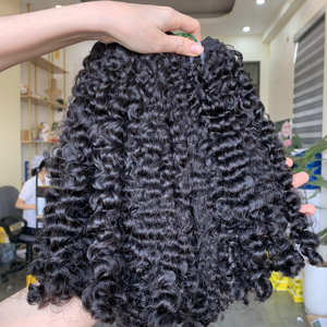 2024 4 pièces 20 pouces brun Remy Extensions de cheveux longs ondulés Jerry Curl lâche vague profonde Styles naturels Double trame - Product Image 1