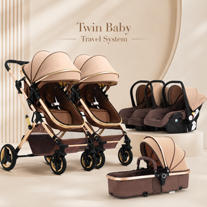 Sistema di Viaggio 3 in 1 OEM per <span class=keywords><strong>Gemelli</strong></span>, Passeggino Doppio con Navicella, Seggiolino Auto per Neonati, Passeggino Pieghevole per <span class=keywords><strong>Gemelli</strong></span>, Vendita all'Ingrosso - Product Image 1