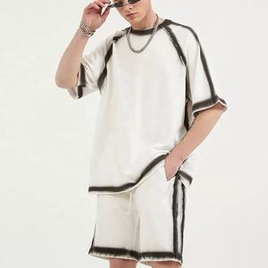 Ensemble t-shirt homme hip hop, 2 pièces, logo personnalisé, vintage, court, été, 2022 - Product Image 5