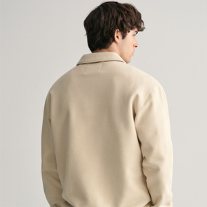 Sudadera Beige de Cuello Alto con Cierre de Cremallera para Hombre, Personalizable con Logotipo, Manga Larga, Estilo Casual Urbano, Venta al Por Mayor OEM ODM - Product Image 5
