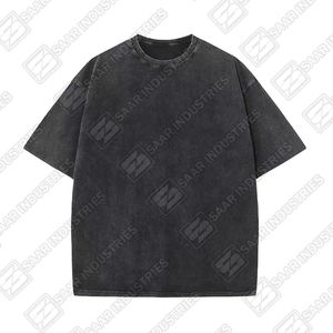 Services OEM ODM T-shirts d'été 100% coton de haute qualité pour hommes Style baggy lavé à l'acide tricoté surdimensionné multicolore - Product Image 3