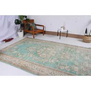 พรมวินเทจสไตล์ตุรกี ขนาด 5.8x9.3 ฟุต พรมขนาดใหญ่ ลายดอกไม้สีน้ำเงินน้ำตาล - Product Image 3