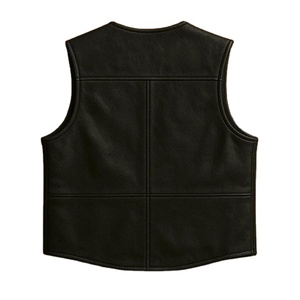 Gilet en cuir noir fait main pour homme, style western cowboy, motard, veste de moto, coupe classique, durable - Product Image 2