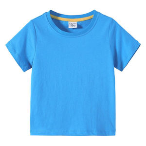 เสื้อยืดเด็กแขนสั้นผ้าฝ้ายสีพื้นเรียบๆ สไตล์ลำลองสำหรับฤดูร้อน รับทำโลโก้ตามสั่ง ขายส่ง - Product Image 6