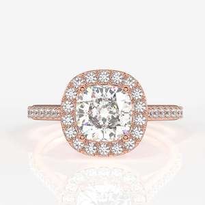 <b>Cushion</b> Cut Moissanite Diamond Halo Engagement <b>Ring</b> Sterling Silver Unique and Elegant <b>Wedding</b> Vow <b>Ring</b> - Product Image 6