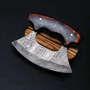 Coupe-pizza en acier damas très résistant, couteau de chef personnalisé pour la cuisine, couteau Ulu, cadeau pour lui/elle, vente en gros et à chaud - Product Image 1