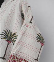 Veste bohème à manches longues pour femme, haut de Collection d'hiver, imprimé Kantha, fait à la main, grande taille
