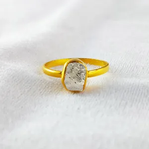 Abril Mês Birthstone Herkimer Diamante Gemstone Raw Shape 925 Sterling Silver Agrupar Configuração Ouro Vermeil Fine Jewelries Anéis