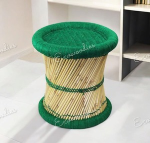 Tabouret Mudda en bambou pur fait à la main pour la maison et l'artisanat antiques bon marché pour le salon Console extérieure d'incrustation d'os de jardin - Product Image 1