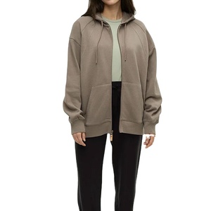 High Quality Custom Plain 100% Cotton Streetwear Fleece Full <b>Zip</b> <b>Hooded</b> Eco-Friendly Women Long Sleeve Winter Warm Slim Fit - Product Image 2