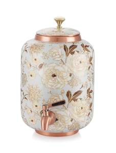 Polished Printed Copper <b>Water</b> Tank With Glass Stylish <b>Home</b> and Office <b>Water</b> Container Budget-Friendly Printed Copper <b>Dispenser</b> - Product Image 5