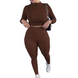 Conjuntos de entrenamiento de cintura media sólidos hechos a medida de alta calidad para mujer, traje de Yoga sin costuras, chándal, mallas de Yoga, conjunto de gimnasio - Product Image 3