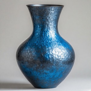 Vase bleu émaillé RoyalCoast avec intérieurs anciens ornementaux Vase de sol en métal Design floral en relief Déclaration de décoration pour la maison - Product Image 6