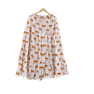 Meilleure vente Tunique indienne de style bohème pour femme en coton avec jupe imprimée tigre Design respirant à deux niveaux - Product Image 1