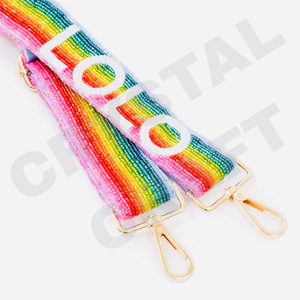 CRYSTAL CRAFT Go Pokes Block Beaded Purse Strap Customized Color Seed Bead Indian Style Custom Size Accept Custom Logo - Product Image 3