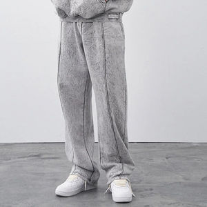 ชุดเซ็ตฮู้ดดี้โอเวอร์ไซส์ผ้าฝ้าย 100% ล้างสีแบบแอซิดพร้อมกางเกงจ็อกเกอร์ พิมพ์โลโก้ได้ตามต้องการ สำหรับผู้ชาย ไซส์พลัส 2 ชิ้น ชุดวอร์มฤดูหนาว คุณภาพพรีเมียม สไตล์วินเทจ - Product Image 4