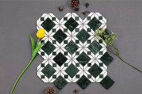 Marbre vert de forme carrée de losange et mosaïques de pierre blanche avec des stocks disponibles