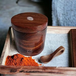 Modern Double-Compartment Bamboo <b>Wood</b> Salt <b>Box</b> with Multi-Compartments Seasoning Jar Spoon for Kitchen Food <b>Storage</b> on Sale - Product Image 2