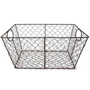 Modern White Epoxy Coated Steel <b>Wire</b> Storage <b>Basket</b> With Handle For Home Kitchen Bathroom Organization And Retail Display Use - Product Image 5