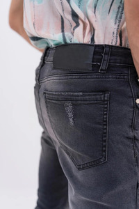 กางเกงยีนส์เข้ารูปเข้ารูปสำหรับผู้ชายและผู้หญิงกางเกงยีนส์แฟชั่นสีพื้นเข้ารูปตามสั่ง - Product Image 5