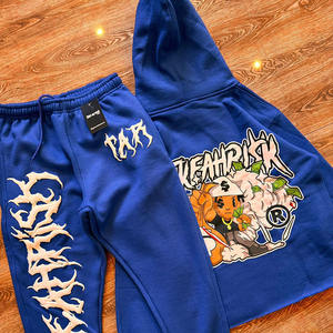 Chándal acampanado de invierno de talla grande con logotipo impreso personalizado para hombre de alta calidad, conjunto de sudaderas con capucha, chándal - Product Image 5