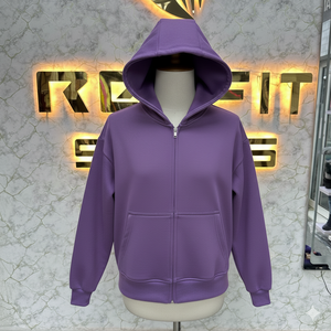 2026ใหม่เสื้อฮู้ดซิปสีม่วงเสื้อแจ็คเก็ตมีซิปรูดซิปซิปซับในวินเทจซักได้ขนแกะสตรีท - Product Image 1