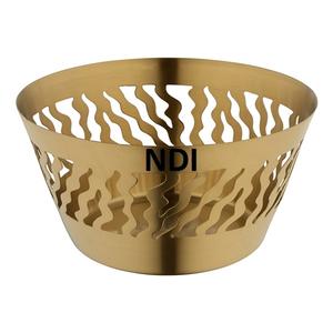 Décoration de table à manger de style unique Bol à fruits décoratif en métal laiton de grande taille Finition dorée Bol de service de restauration - Product Image 1