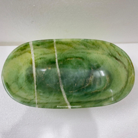 Bol en pierre naturelle sculptée sur mesure, aventurine verte, forme ovale, cristal, écologique, artisanat unique, haute qualité