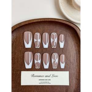 Uñas Postizas Ivory Whisper, Elegante Arte de Uñas en Tono Marfil para una Belleza Realzada - Product Image 1