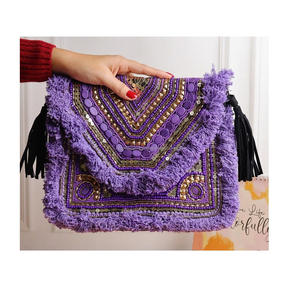 Bolso de Mano Tipo Clutch para Mujer, Estilo Bohemio Indio, Elegante, para Fiestas y Compras, Bordado, Hecho a Mano con Cuentas, Marca Guru - Product Image 3