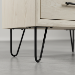 Mesa de centro moderna con patas de color arena blanca, madera de caucho duradera, chapa de roble MDF - Product Image 5