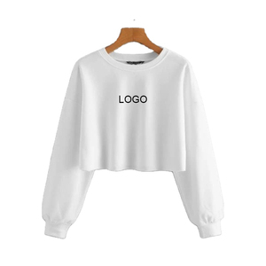 Sudadera Corta en Blanco y Negro para Mujer, Tops Cortos con Cuello Redondo, Suéter, Primavera, Otoño y Verano - Product Image 1