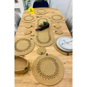 Mantel Individual redondo Supla de algodón y poliéster natural de primera calidad de 1 pieza, 33x33 pulgadas, multicolor - Product Image 2