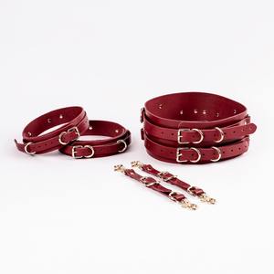 Ensemble de retenue BDSM 16 pièces de différentes couleurs et options de quincaillerie ceinture et menottes de cuisse BDSM-0009 en cuir de vachette véritable - Product Image 3