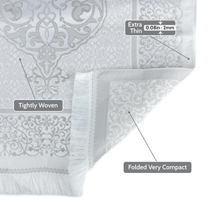 Set de Regalo de Oración Gris Yaseen, Alfombra de Oración, Tasbih, Gorro Kufi y Libro de Yaseen en Bolsa Shantung, Regalo Perfecto para el Día del Padre y para el Novio - Product Image 4