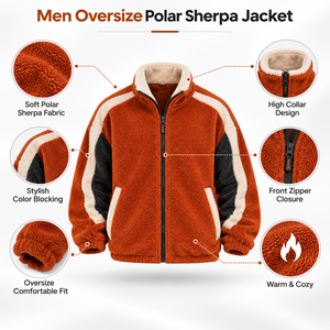 <b>Men</b> Loose Fit <b>Sherpa</b> <b>Jacket</b> Offers Flexible Movement Soft Polar Fabric And Cozy Warmth For Everyday Casual And Winter Streetwear - Product Image 6