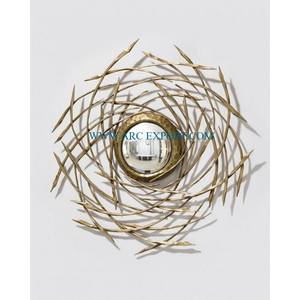 Espejo montado en la pared del dormitorio de nuevo estilo, Metal, hierro, Color dorado, decorativo, único, nuevo aspecto, hoteles, decoración de pared, espejo de indio - Product Image 2