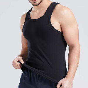 100% coton hommes sans manches débardeur couleur unie Gym Muscle gilet sous chemises col rond hommes vêtements entraînement gilet hauts respirant - Product Image 4