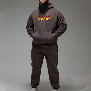 Jersey de algodón 100% más vendido, chándales de lavado ácido para hombres para adultos, conjuntos estampados de tela transpirable para invierno - Product Image 6