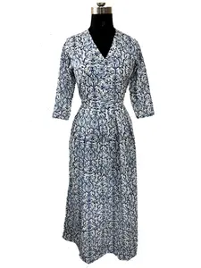 ชุดเดรสยาวสไตล์อินเดียชุดเดรสผ้าฝ้ายปักลายแบบลำลองพร้อมรูปลอก100% - Product Image 2