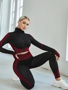 High Quality Women's Quick Dry Fitness Tracksuit Breathable Solid Color Zipper Jogger Set for Workouts & Athleisure - Product Image 3