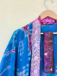 ชุดคลุมกิโมโนผ้าไหมมัดย้อมสำหรับผู้หญิงเสื้อคลุมมัดย้อมแบบอินเดียสำหรับเทศกาล - Product Image 5