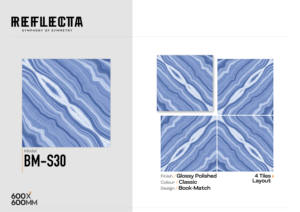Azulejos de Porcelana Vitrificada con Diseño BookMatch de 60x60 cm, Acabado Brillante BM S30, Diseño Español, Azulejos de 600x600 mm para Sala de Estar y Dormitorio - Product Image 2