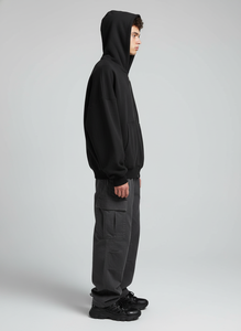 Vente en gros de sweat-shirts à capuche décontractés pour hommes et femmes, coupe ample, noir, fermeture éclair, poches, polaire lourd, OEM ODM personnalisé - Product Image 2