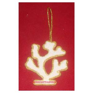 Hermoso bordado Zari hecho a mano y adorno navideño con cuentas, forma personalizada para decoración colgante de árbol, artículo al por mayor - Product Image 1