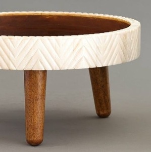 ขาตั้งเค้กไม้ฝังกระดูกทำมือ งานฝีมือประณีต เป็นมิตรกับสิ่งแวดล้อม ผิวขัดเงา สวยงาม เหมาะสำหรับเสิร์ฟขนมหวานระดับไฮเอนด์ - Product Image 3