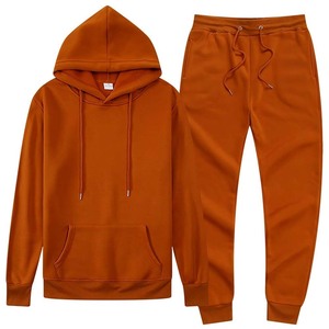 Hombres Mujeres Adulto 100% Algodón Sudaderas 2 piezas Sudadera con capucha Conjuntos de chándal Deportes Jogging Gym Sweatsuit - Product Image 1