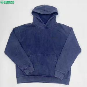 Sweat à capuche en molleton épais de coton de haute qualité, coupe classique, effet délavé soleil, broderie patchwork, épaules tombantes - Product Image 1